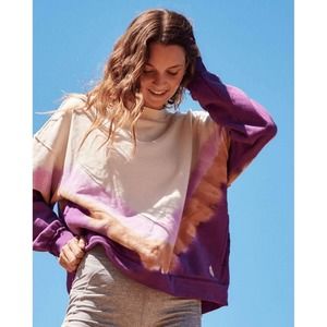 Free People Purple and Cream Tie-Dye Sweatshirt
